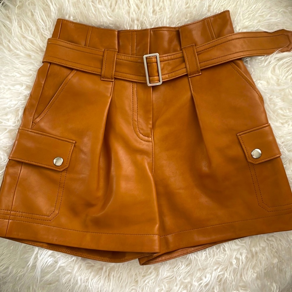 Coach 1941 Leather belted shorts